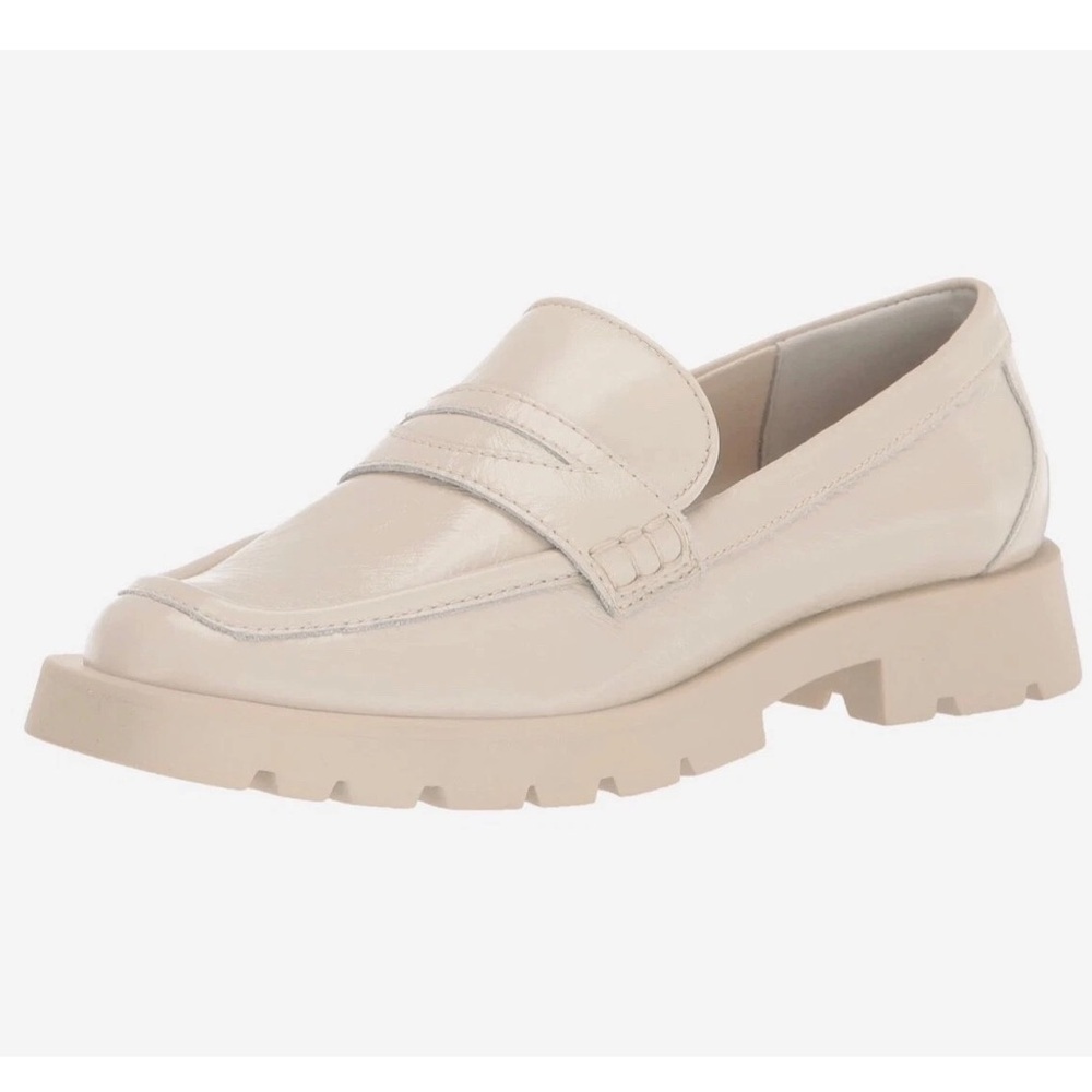 Dolce Vita Elias Women's Off White Ivory Crinkle Patent Leather Slip On Loafers